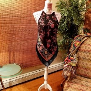 Nicole Miller 100% silk sleeveless fringe top